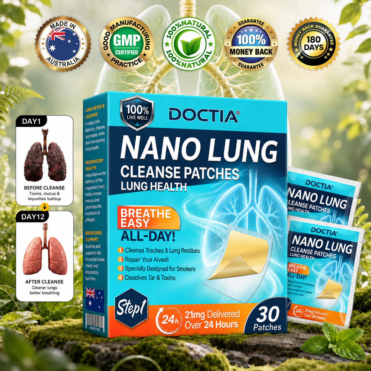 💖✨ DOCTIA® Nano Lung Cleanse Patches (Helps relieve difficulty coughing up phlegm, shortness of breath, excessive mucus and lung infections)
