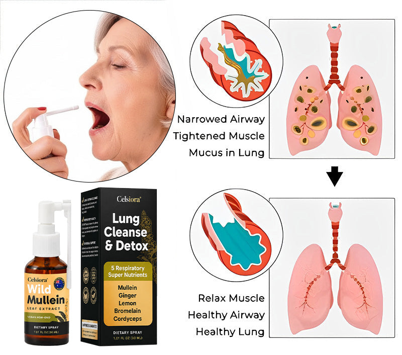 💖✨Celsiora® New Maximum Potency Mullein Spray (Helps relieve difficulty coughing up phlegm, shortness of breath, excessive mucus and lung infections)