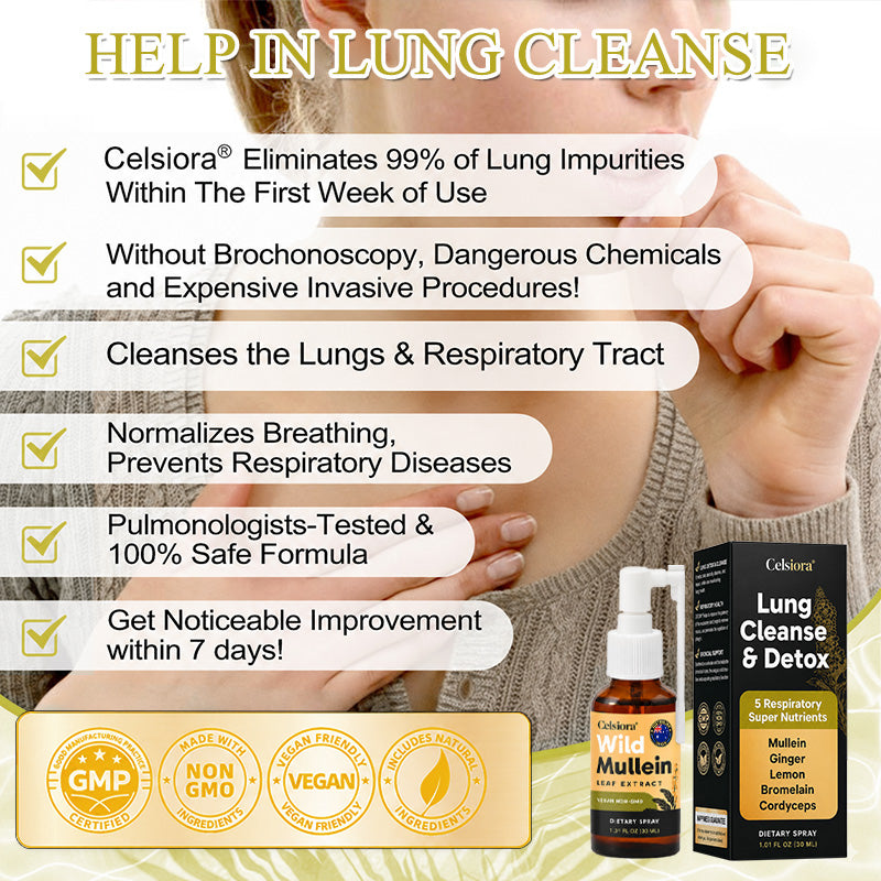 💖✨Celsiora® New Maximum Potency Mullein Spray (Helps relieve difficulty coughing up phlegm, shortness of breath, excessive mucus and lung infections)