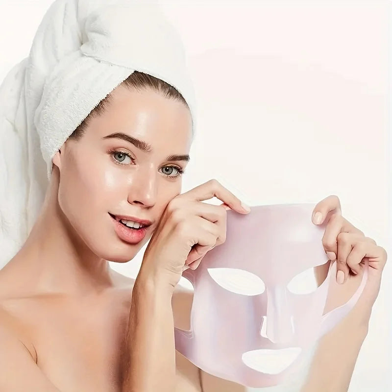 Silicone mask cover, ear-mounted fixed mask to moisturize and absorb essence, reusable facial care tool